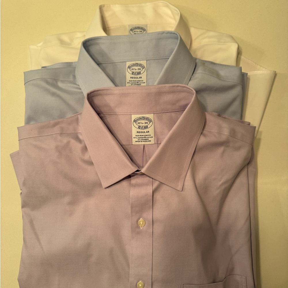 Brooks Brothers Dress Shirts 3x1! Blue, White, Purple